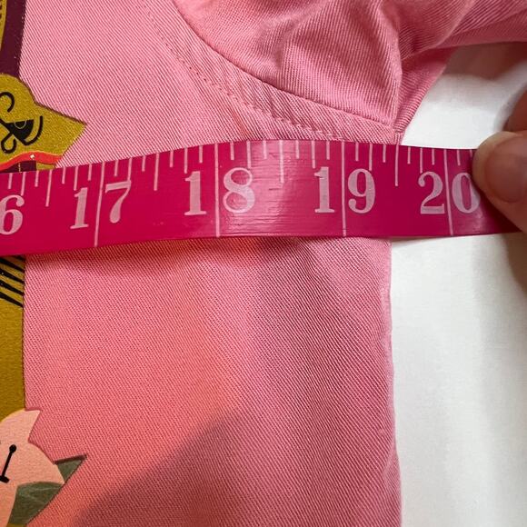 Disney Mulan Button Blouse Top XS Pink Embellished Sequin Graphic Princess Rayon - Picture 9 of 10